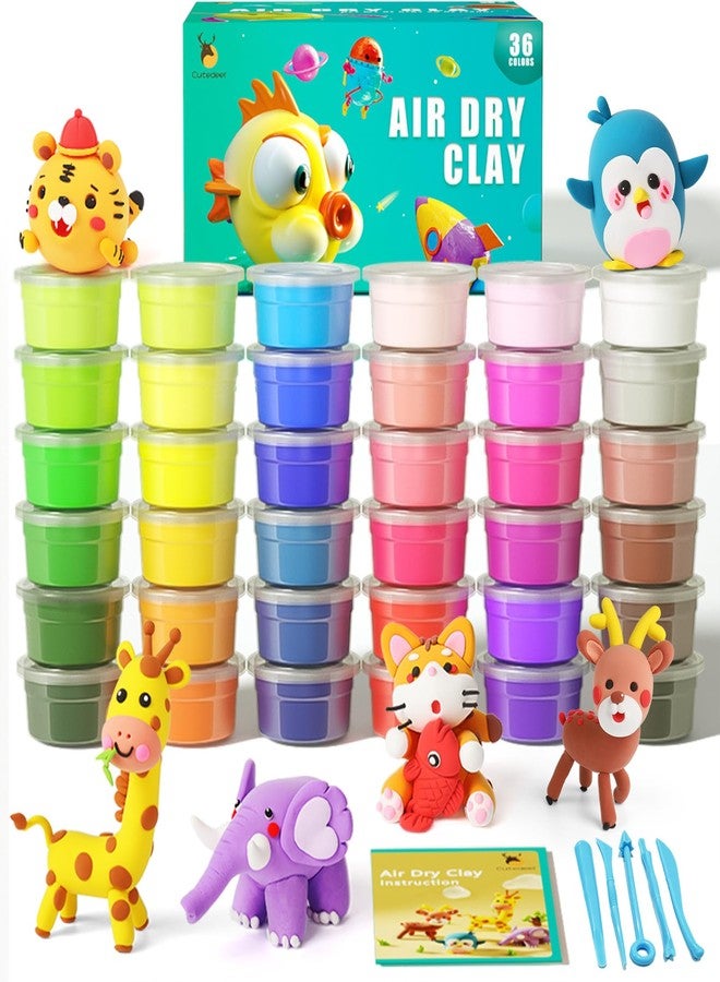 Cutedeer Air Dry Clay Kit, 36 Colors Modeling Clay for Kids, Soft Squishy Molding with Sculpting Tools and Tutorials, Arts Crafts Gift for Boys Girls - Image 1